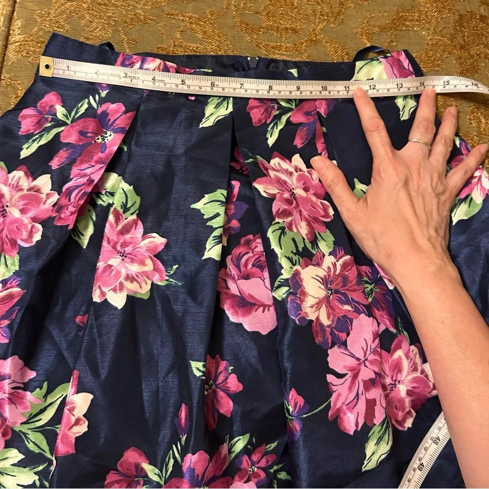Sequin Hearts Juniors Size 5 Pleated Floral Mini Prom Skirt Blue Pink 3 Layers